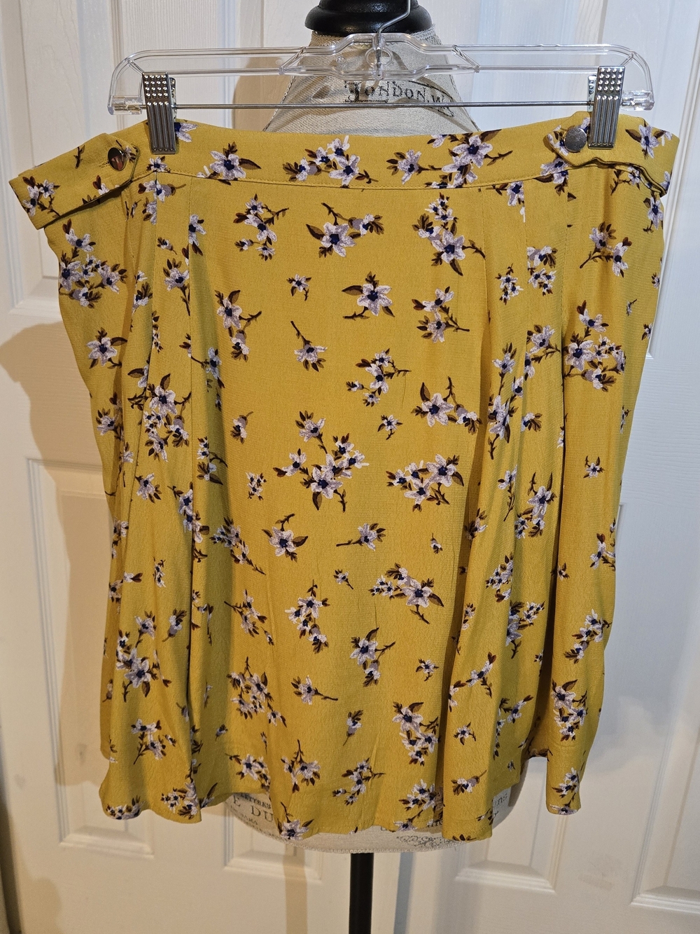 City Chic Mustard Yellow Floral A-Line Skirt